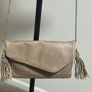 Foldover Envelope Clutch Gray Crossbody Bag